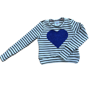 Cropped glitter heart sweater
