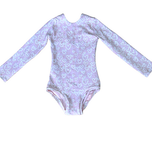 Heart print low back leotard